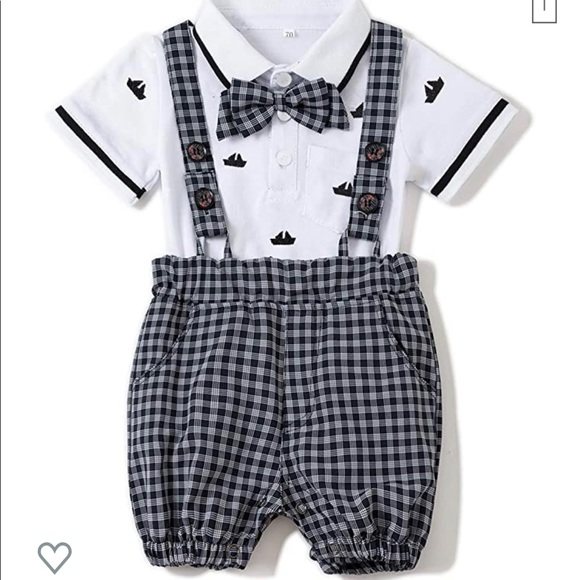 One Pieces Baby Boys Polo Shirt With Bow Tie And Overalls Poshmark